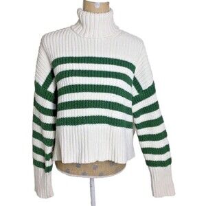 Madewell Wide Rib Turtleneck Sweater Med Striped Chunky Cozy Cabin Slouchy Med
